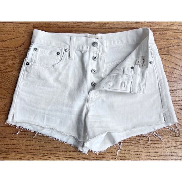Madewell Relaxed Denim Shorts White Button Fly Jean Shorts Style# MC904 Sz 23 - Picture 6 of 16